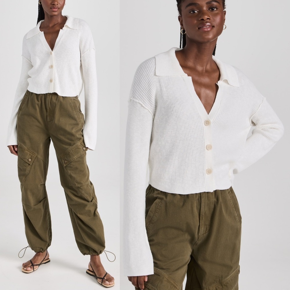 Free People Ivory Ella Cropped Long Sleeve Sweater Shirt Size XS